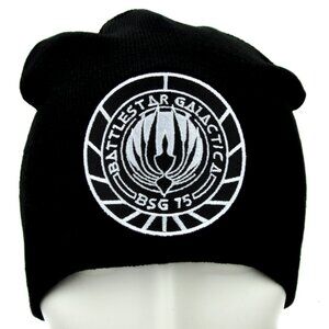 Battlestar Galactica BSG-75 Black Beanie Knit Cap Hat Scifi Outer Space Ship